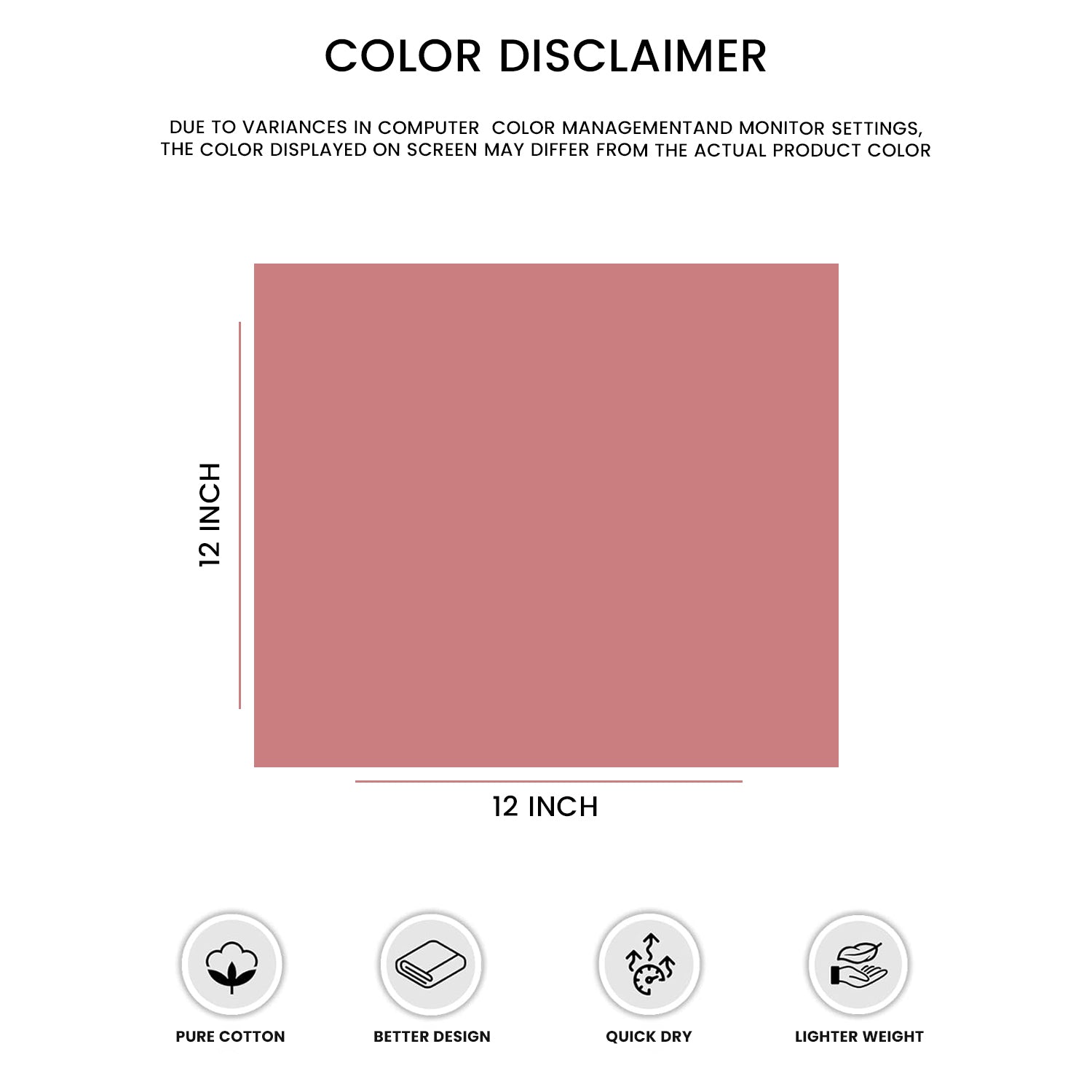 Mauve/Dust Rose 100% Ring Spun Cotton Washcloths 12Lx12W – Pack of 24 | Lightweight, Fast‑Dry, Everyday Utility Cloths for Kitchen & Home