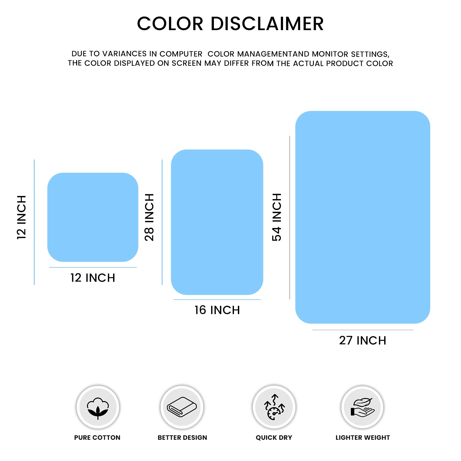 CottonsClout Sky Blue Towel Set, Pack of 6 – 100% Ringspun Cotton, Soft, Quick-Dry & Highly Absorbent | 2 Bath Towels, 2 Hand Towels & 2 Face Towels for Bathroom & Guest Use