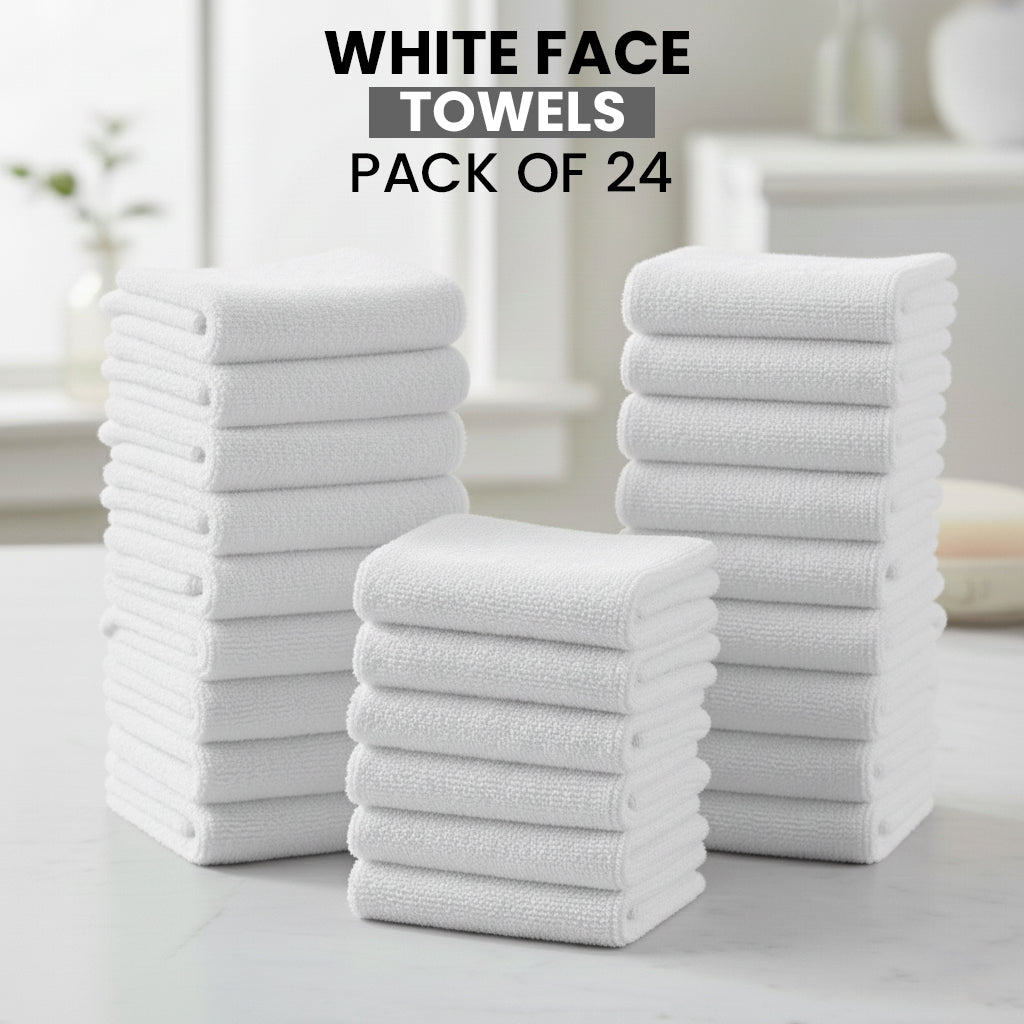 White 100% Ring Spun Cotton Washcloths 12Lx12W – Pack of 24 | Soft, Quick-Dry & Light Weight Towels for Kitchen & Everyday Use