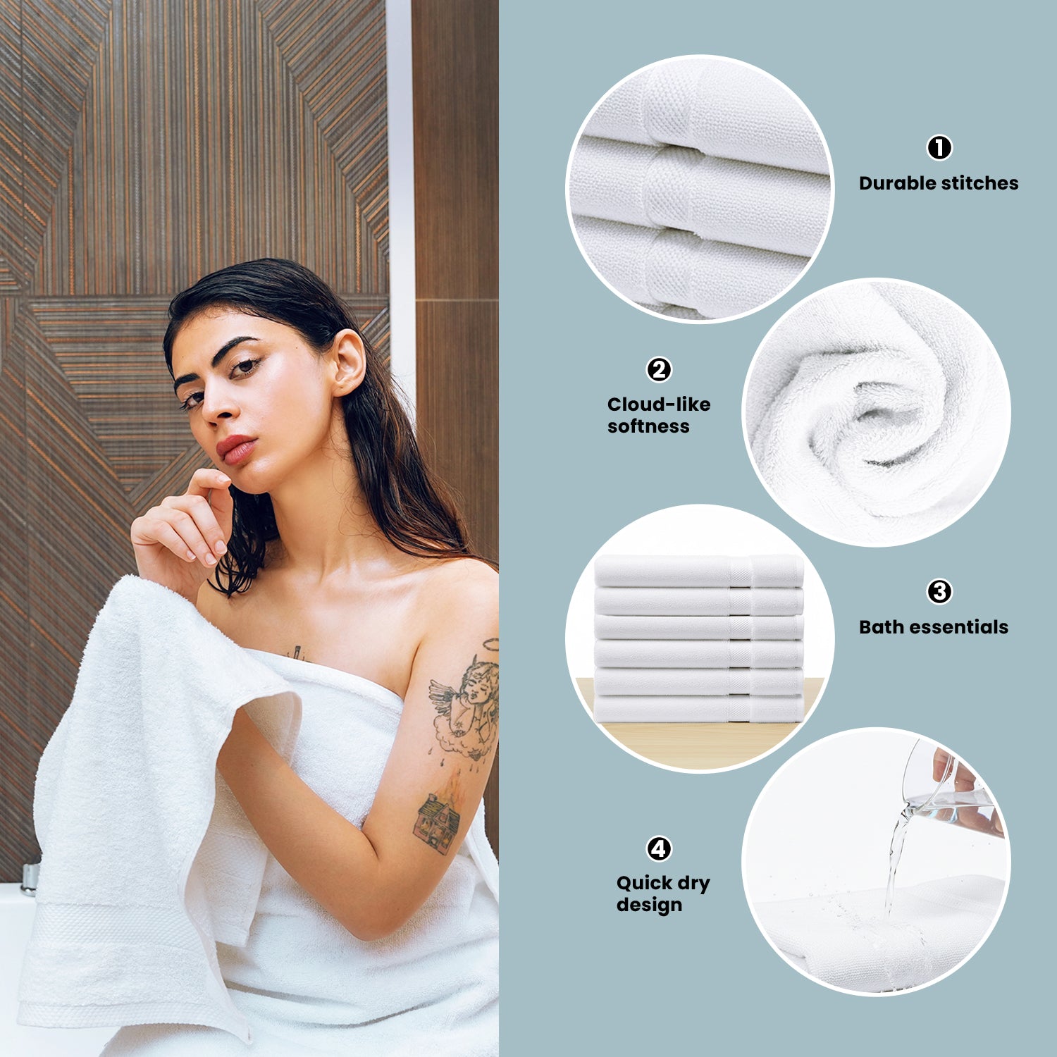 White Hand Towel Pack of 6, 28x16 Inches | 100% Ringspun Cotton | Soft, Thick, Quick-Dry & Highly Absorbent Hand Towels for Bathroom, Kitchen & Home