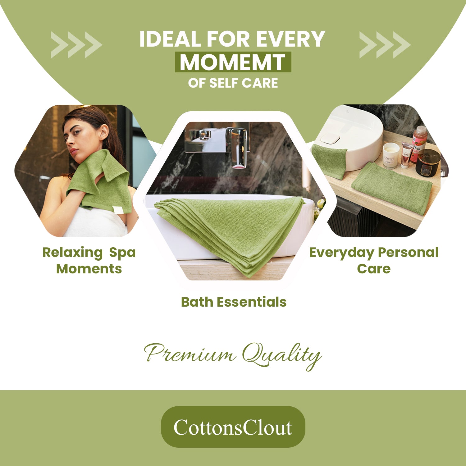 Green 100% Ring Spun Cotton Washcloths 12Lx12W – Pack of 24 | Lightweight, Fast‑Dry, Everyday Utility Cloths for Kitchen & Home