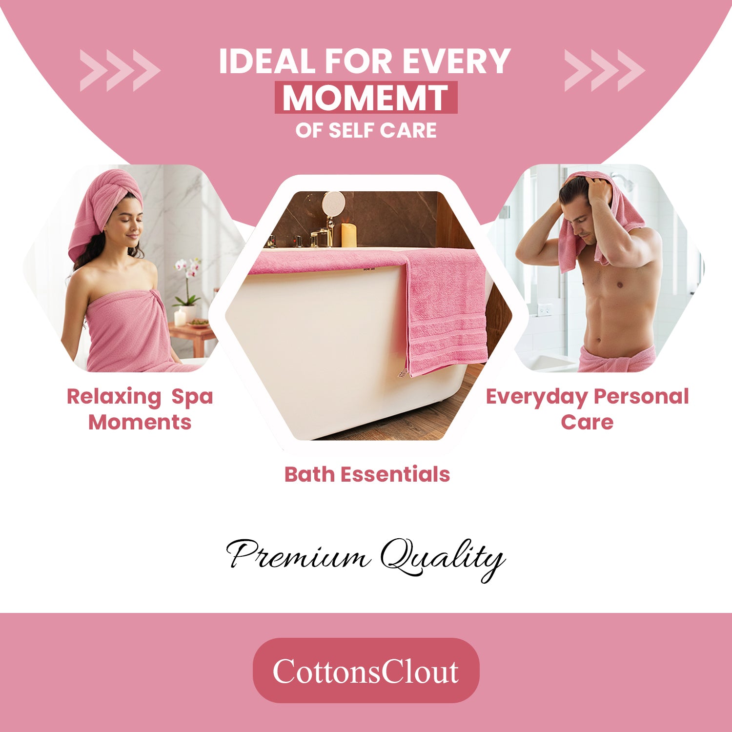 Pink Bath Towels 27x54 – Pack of 4 | Soft, Quick-Dry and Highly Absorbent | 100% Ring Spun Cotton Towels for Bathroom, Spa, Home & Hotel Use