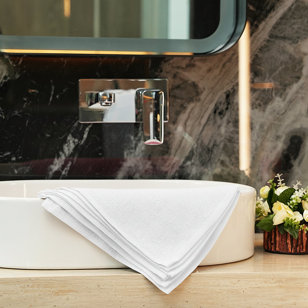 White 100% Ring Spun Cotton Washcloths 12Lx12W – Pack of 24 | Soft, Quick-Dry & Light Weight Towels for Kitchen & Everyday Use