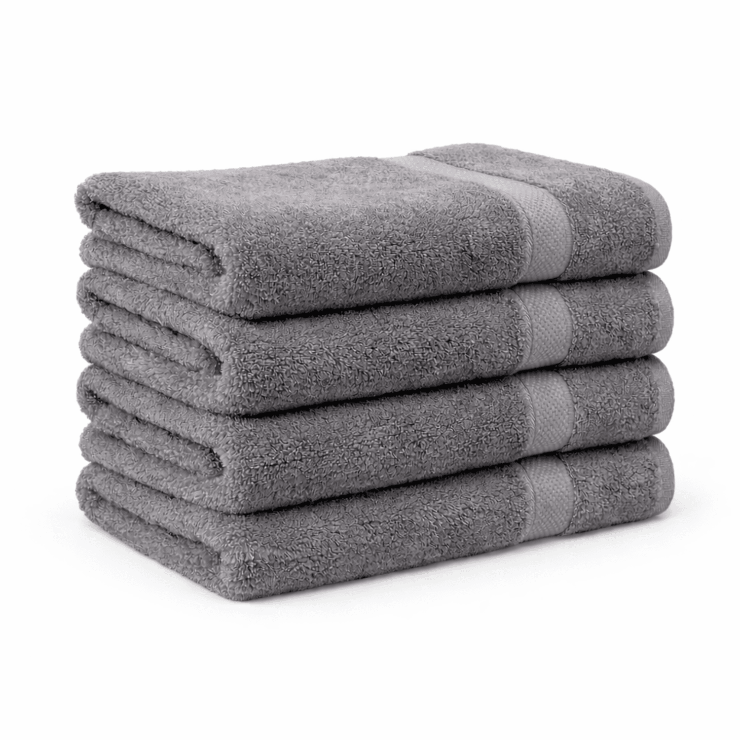 Grey Bath Towels 30Wx60L– Pack of 4, Lightweight & Quick-Dry | Highly Absorbent 100% Combed Yarn Cotton Towels for Bathroom, Spa, Home & Hotel Use