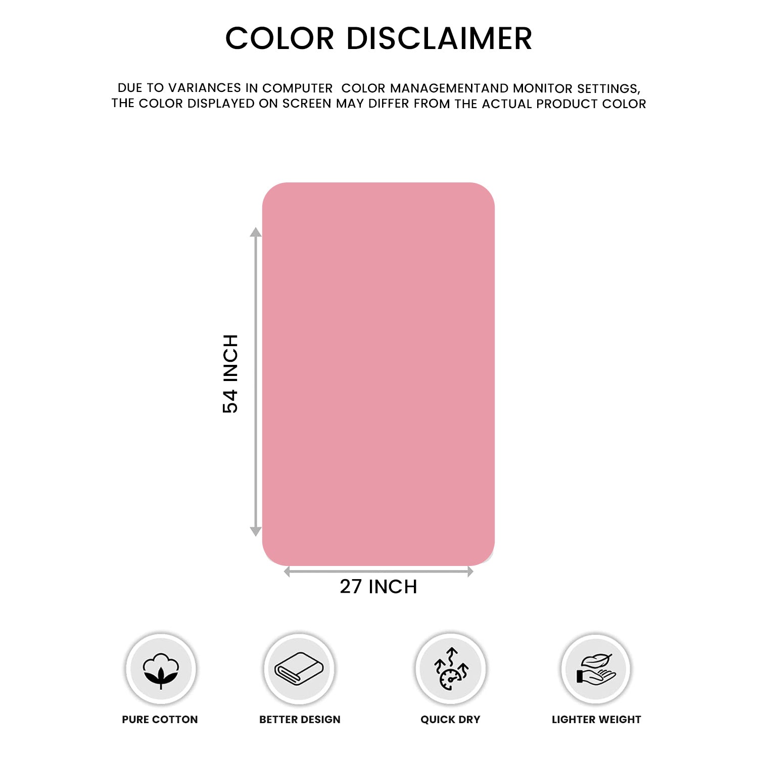 Pink Bath Towels 27x54 – Pack of 4 | Soft, Quick-Dry and Highly Absorbent | 100% Ring Spun Cotton Towels for Bathroom, Spa, Home & Hotel Use