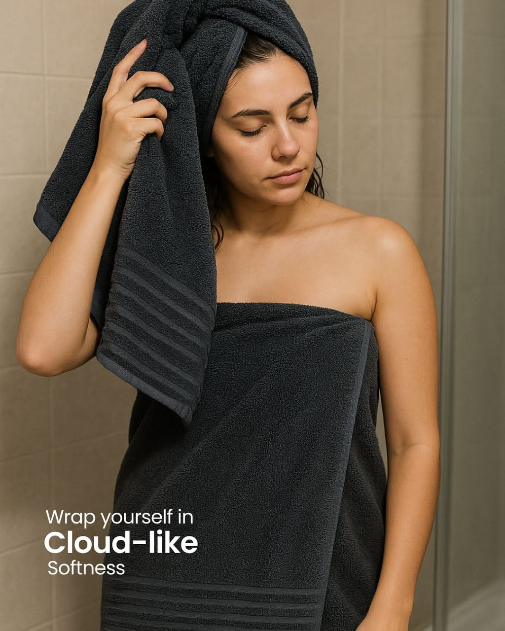 Cottons Clout™ Everyday Essential Black Towel Pack Of 6 - CottonsClout