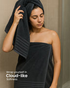 Cottons Clout™ Everyday Essential Black Towel Pack Of 6 - CottonsClout
