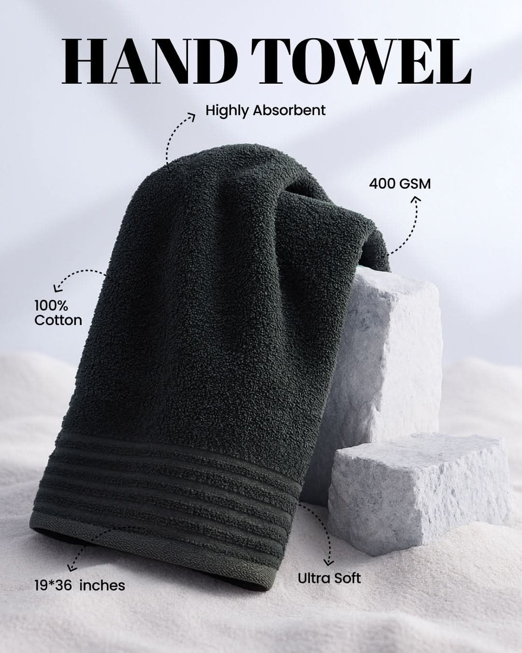 Cottons Clout™ Everyday Essential Black Towel Pack Of 6 - CottonsClout