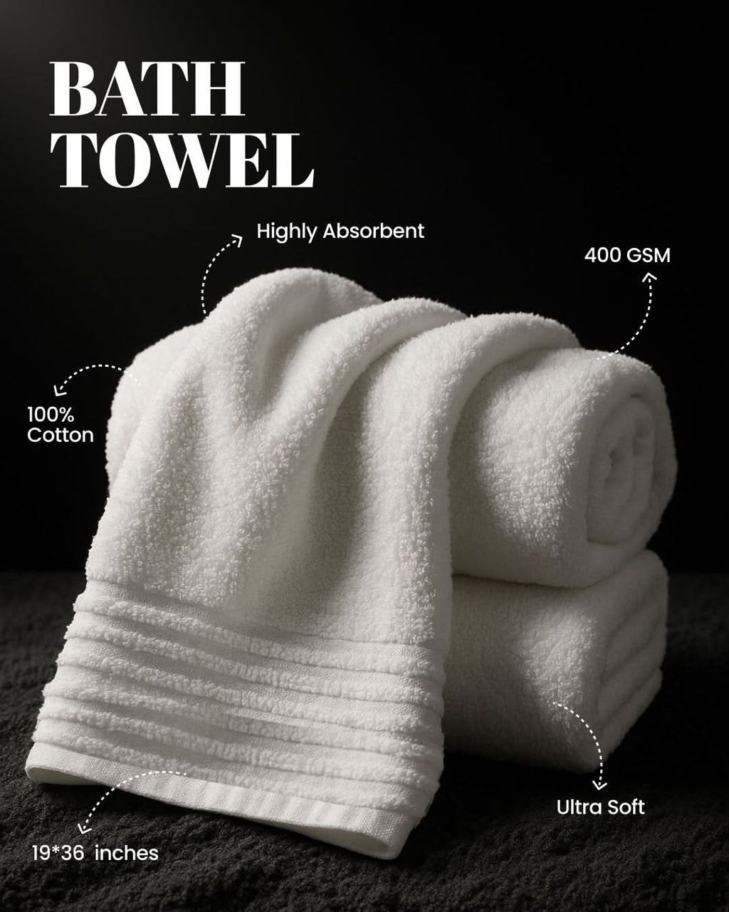 Cottons Clout™ Everyday Essential White Towel Pack of 6 - CottonsClout