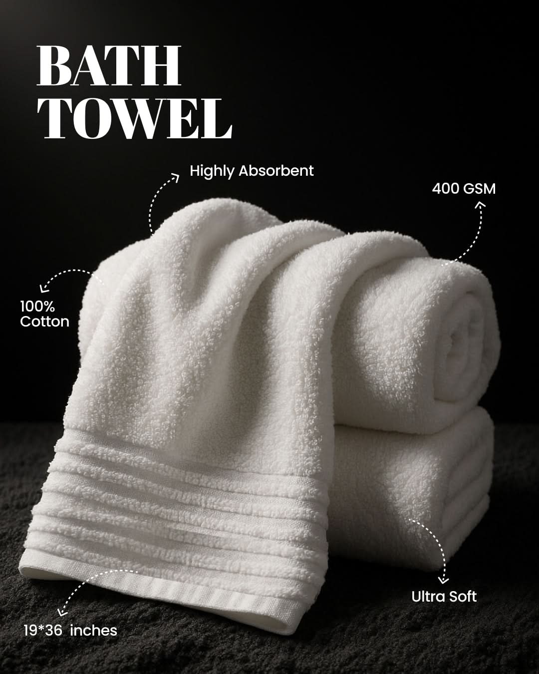 Cottons Clout™ Everyday Essential White Towel Pack of 6 - CottonsClout