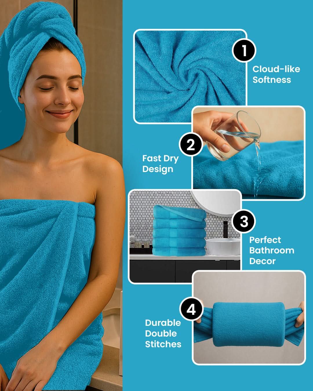 Cottons Clout™ Luxury bluebird Bath Towel - CottonsClout