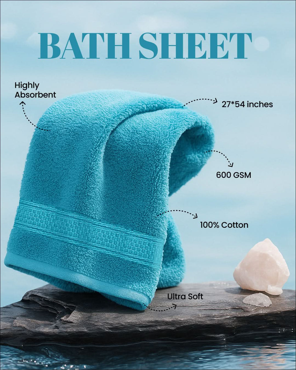 Cottons Clout™ Luxury bluebird Bath Towel - CottonsClout